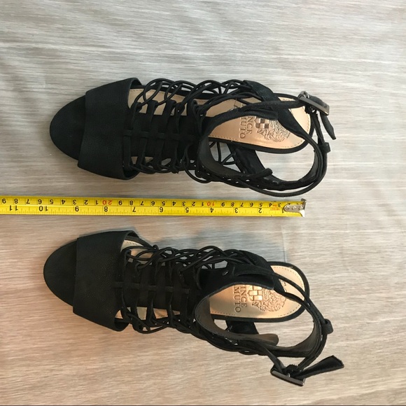 Vince Camuto Black Gladiator Eval Sandal Heel 7.5 - Picture 7 of 8
